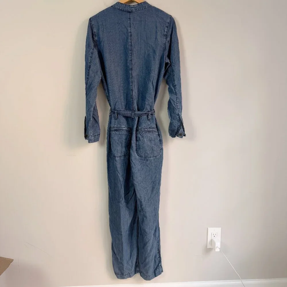 Free People Denim Long Sleeve Jumpsuit 6 - Picture 2 of 3